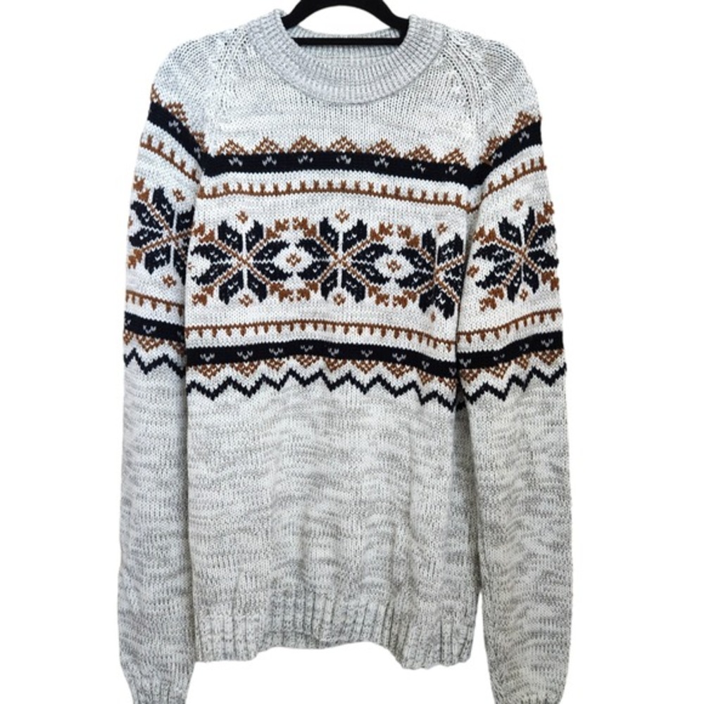 Vintage Dillards Fair Isle‎ Nordic Grandpa Sweater XL Acrylic Knit Pull Over